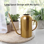 Watering Can Indoor Plants, 50 oz/1500 ml Metal Stainless Steel Watering Can Pot with Long Spout for Indoor House Plants Bonsai Outdoor Garden Flower Decorative(Copper) (Gold)