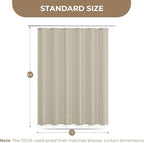 downluxe Linen Texture 3 in 1 Farmhouse Shower Curtain Set with Tassel, Boho Fabric Shower Curtains for Bathroom, Taupe, 72W x 84L