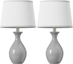 PARTPHONER Table Lamp Set of 2, Modern Ceramic Bedside Lamps for Night Stands, Classic Small Lamp Nightstand Lamp for Bedroom Living Room Desk End Table Rocker Swtich Grey