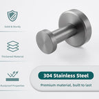 APLusee Gunmetal Gray Single Robe Hook, 304 Stainless Steel Heavy Duty Towel Hook (11LBS Capacity), Wall Mounted Towel Hanger for Bathroom Kitchen Garage