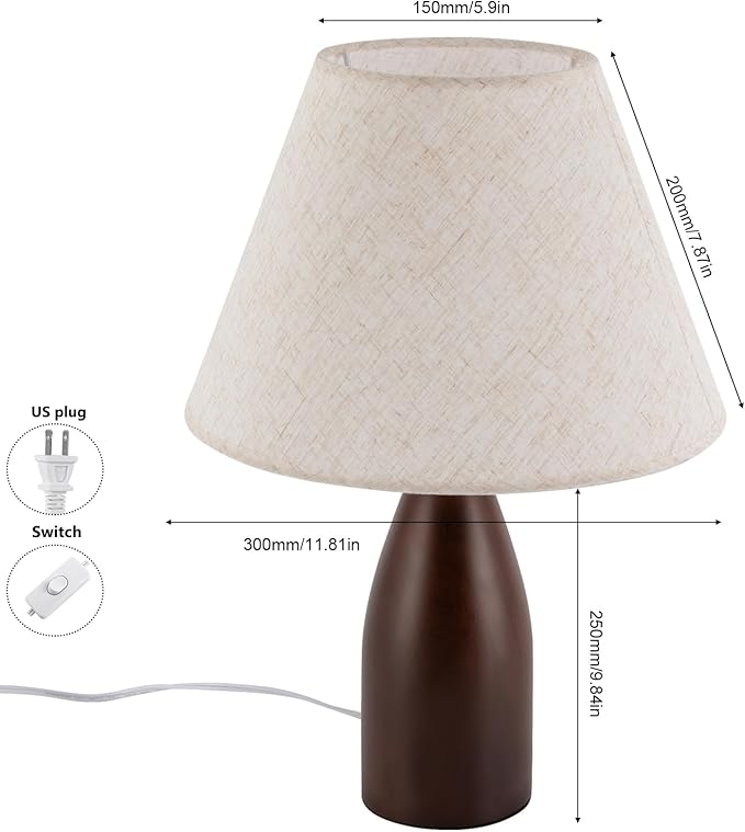 Eapmic Table Lamp,Bedside End Table Lamp Traditional Nightstand Desk Lamp Geometric Lamp with Shade for Living Bedroom Office(Modern,Style 2)