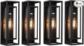 4 Pack 18 inches Outdoor Wall Lantern Light Fixture, Large Black Exterior Waterproof Wall Sconce, Anti-Rust Mount Porch Light with Clear Glass,E26 Socket