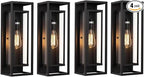 4 Pack 18 inches Outdoor Wall Lantern Light Fixture, Large Black Exterior Waterproof Wall Sconce, Anti-Rust Mount Porch Light with Clear Glass,E26 Socket