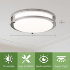 20W LED Ceiling Lights,1300lm Super Bright LED Ceiling Lights,13in Dimmable Flush Mount Light Fixtures,5CCT(5000K/4000K/3500K/3000K/2700K) Adjustable for Bedroom Kitchen Bathroom Hallway,2PACK