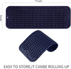 Silicone Dish Drying Mat for Multiple Usage,Easy clean,Eco-friendly,Heat-resistant Silicone Mat for Kitchen Counter,Sink,Bar,Bottle,or Cup Navy Blue M 17 inches x 6 inches