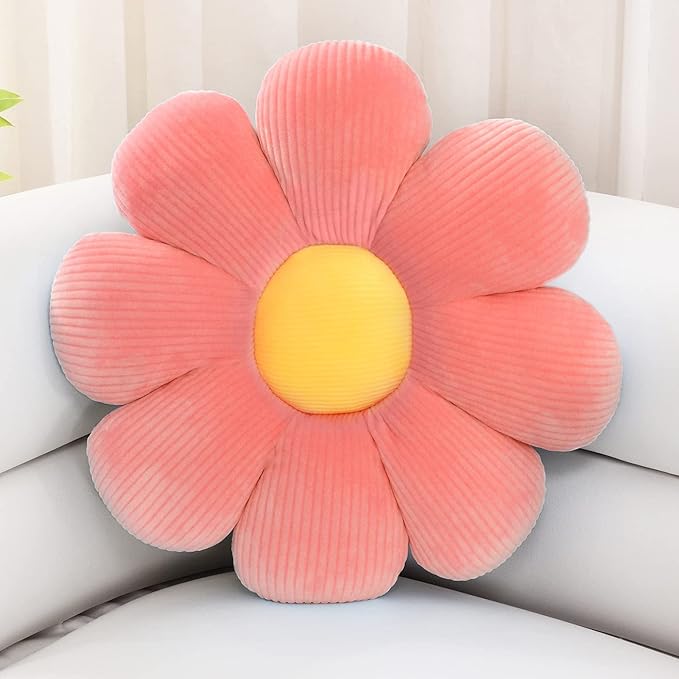 Sioloc Flower Pillow,Flower Shaped Throw Pillow Butt Cushion Flower Floor Pillow,Seating Cushion,Cute Room Decor & Plush Pillow for Bedroom Sofa Chair(Red,29.5'')