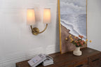 Yosoan Linen Wall Sconce Indoor Night Light Fixture, 2-Light Dual Vintage Industrial Hardwired Sconces Wall Lighting with Textile Fabric Shade Lamp for Bedroom Living Room Corridor Study(Antique)