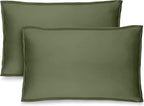 Bare Home Standard Pillow Sham Covers - Set of 2 - Premium 1800 Ultra-Soft Microfiber - Double Brushed - Stain & Fade Resistant - Bed Pillow Shams - Pillows Not Included (Set of 2, Cypress Green)