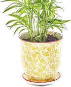 CHIVE ‘Liberte’ Ceramic Succulent Pots — 4.25” Cute Vintage Farmhouse Style Planters for Indoor Plants — Beautiful Home & Kitchen Decor — Yellow Leaves