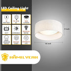 Hamilyeah Flush Mount Ceiling Light Fixture 10 inch, 15W LED Ceiling Light with Fabric Shade, Modern Hallway Lighting Fixtures Ceiling Mount, Drum Bedroom Lights for Ceiling 3CCT