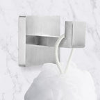 IBosins 4 Pack Towel Hooks Hand Towel Holder for Bathroom Wall Livingroom Bedroom Kitchen Closet Heavy Duty Stainless Steel Hook Hanger for Robe, Bath Towel, Coat (Square Brushed Silver)
