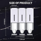 3-in-1 Quadrate Dispensers for The Shower,Shower soap Dispenser,Conditioner Dispenser, Shampoo Dispenser,No Drilled Wall Mounted Distributor,Hotel,Bathroom,Home (Triple, White)