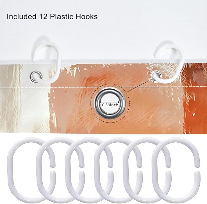 Orange Modern Painting Art Bathroom Shower Curtain Sets with 12 Hooks, 70.8 x 70.8 inches Fabric Shower Curtain, Bath Mat, Toilet Lid Cover, U Shaped Rugs
