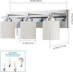 3 Light Modern Bathroom Light Fixtures Over Mirror, Chrome Vanity Lights for Bathroom Wall Sconces with Milky White Glass Shades, E26 Socket (Bulbs Not Included)