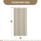 downluxe Linen Texture 3 in 1 Farmhouse Shower Curtain Set with Tassel, Boho Fabric Shower Curtains for Bathroom, Taupe, 36W x 72L