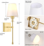 Battery Operated Wall Sconces Set of 2, 5000 mAh Rechargeable Bulb with 12 RGB Colors Dimmable Wall Sconce for Living Room Bedroom,Gold