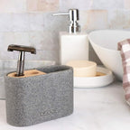 Dedge 3 Slots Bamboo Toothbrush Holder Electric Toothbrush Holder and Toothpaste Holder for Bathroom Countertop Accessories Storage,Toothbrush Holders for Bathrooms, Gray Sandstone Style Organizer