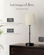 EppieBasic Cordless Table Lamp Rechargeable: Fast Charging & Long Lasting - 2700K Warm Light Vintage Brass Lamps - Dinning Living Room Bedroom - Black