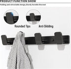 Coat Rack Wall Mount Coat Hooks - Black Hook Rack with 4 Hooks Aluminum Wall Rack Hooks for Hanging Coat Hat Bag Towel Hanger Rustproof Coat Holder
