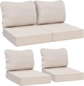 AAAAAcessories Outdoor Deep Seat Cushions, Waterproof, Fade-Resistant Patio Furniture Replacement Cushions, 25.5" x 25.5" x 5" + 25.5" x 19", Set of 4, Khaki Beige