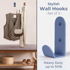 Heavy-Duty Wall Hooks for Hanging (Set of 3) – Stylish Metal Hooks for Coats, Backpacks, Towels & Bags | Decorative Wall Hooks in Chic Pastel Colors for Entryways, Kids’ Rooms & Bathrooms