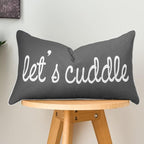 Sunkifover Dark Gray Decorative Lumbar Pillow Covers 12x20 Inches, Soft Solid Rectangular Pillowcase, Embroidered Rectangle Cushion Covers with Let's Cuddle Saying for Bed, Bedroom (Color Grey)