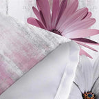 Rustic Farmhouse Shower Curtain, Farm Pink Daisy Floral Flowers and Butterfly on Country Wooden Shower Curtain for Bathroom, Pink Grey Bathroom Shower Curtains with 12PCS Hooks, 48X70IN