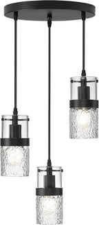 LMS Black 3-Light Pendant Fixtures, Adjustable Kitchen Hanging Light Fixture, Cluster Pendant Lights, LMS-188