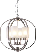 BOZO 20" Globe Chandelier Brushed Nickel Dining Room Lighting Fixtures 4 Light Modern Orb Chandeliers Ceiling Hanging Foyer Pendant Lighting Frosted Glass Shades