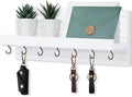 Key Holder Wall Mount, Entryway Mail Organizer with Shelf, Decorative Key Hanger with 7 Hooks Holds Leashes and Glasses, Includes Mounting Hardware (13.8” x 5.3” x 3.2”)