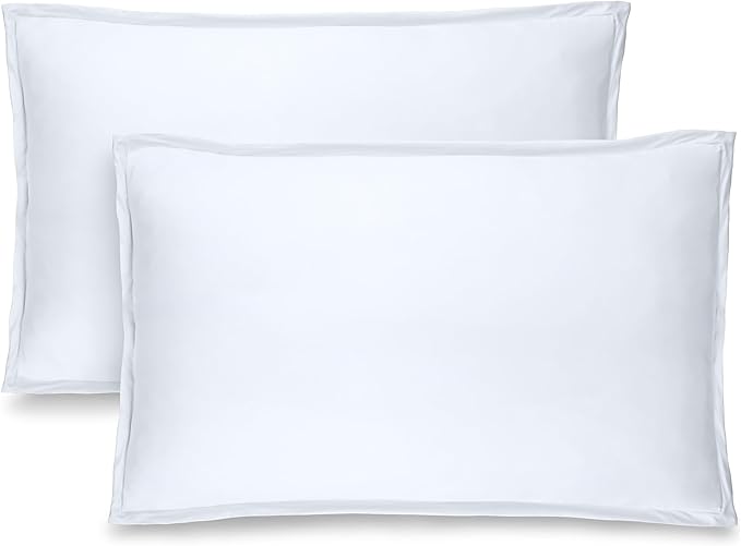Bare Home Standard Pillow Sham Covers - Set of 2 - Premium 1800 Ultra-Soft Microfiber - Double Brushed - Stain & Fade Resistant - Bed Pillow Shams - Pillows Not Included (Set of 2, White)
