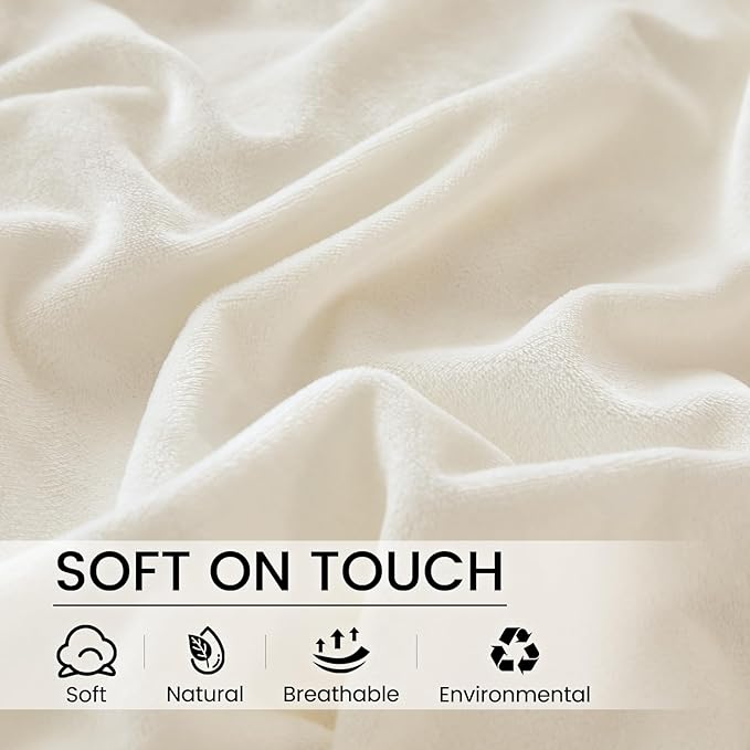 PHF Super Soft Velvet Zippered Body Pillowcase, No Insert, 1 Pack Luxury Cozy Warm Pillow Sham Cover with Zipper, 20"X 54" Long Cozy Fuzzy Flannel Pillow Case, Cream