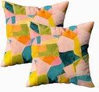 CAPSCEOLL Yellow Decor Pillow Covers Abstract Artistic Geometric Contemporary Oil Painting Orange Beige 18X18 Inch Set of 2 Pillow Protector for Bedroom Sofa Living Room Car Washable Pillow Covers