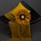 3D Flower Throw Pillow Decorative Sunflower Round Accent Pillowcase Soft Cute Elegant Floral Cushion for Bed Couch Car Living Room Bedroom Home Farmhouse Boho Decor 12Inch Gift Mustard Yellow