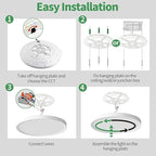 20 Inch Dimmable LED Flush Mount Ceiling Light, 40W,4350LM, 2700K/3000K/4000K/5000K/6000K CCT Selectable,White Round Flat Panel Low Profile Ceiling Light Fitures for Kitchen/Bedroom/Living Room