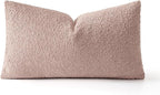 MIULEE Textured Boucle Throw Pillow Cover Pink Accent Solid Lumbar Spring Pillow Case Decorative Soft Pack of 1 Couch Cushion Chair Sofa Bedroom Livingroom Home Decor,12x20 Inch