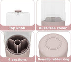 Toothbrush Holder with Cover 360 Rotating 4 Compartments Bathroom Toothpaste Electric Toothbrush Organizer, Pink