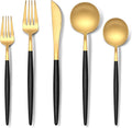 Stapava 40-Piece Matte Black Gold Silverware Set, Stainless Steel Gold Utensils Cutlery Set for 8, Satin Finish Flatware Include Forks Spoons and Knives Set for Home and Restaurant, Dishwasher Safe