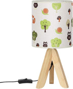 HAITRAL Tripod Table Lamp - Kids Nightstand Lamp with Fabric Cartoon Lampshade for Bedrooms and Living Room