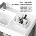 Luxspire Resin Toothbrush Holder, 5 Slots Hygienic Handmade Toothbrush Storage Stand Dispenser Bathroom Organizer Set for Toothpaste, Razor - Ink White