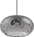 Large Glass Pendant Lighting, 14" Hammered Lampshade Hanging Lamp, 3-Light Matte Black Chandelier for Dining Living Room Kitchen Island (Smoked Grey Glass Shade, 14 Inches)