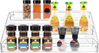 PMMASTO Tiered Spice Rack, Seasoning Organizer, Clear Acrylic Vertical Shelves Can Organizer for Countertop, Cabinet, Pantry, Kitchen Organization and Storage - 3 Tier