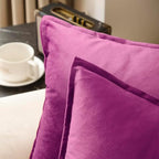 VAKADO Throw Pillow Covers 18x18 Set of 2 Fuchsia Velvet Decor Decorative Couch Cushion Euro Pillowcases with Fringe Home Bed Decoration for Sofa Bedroom Office