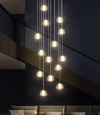 14-Light Modern Chandeliers for Entrance High Ceiling Chandelier Long Lights Fixture LED Ceiling Light Bubble Crystal for Hallway Foyer Stairwell