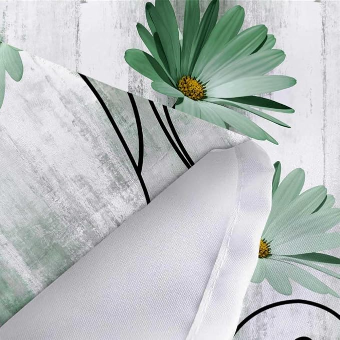 Rustic Farmhouse Shower Curtain, Farm Sage Green Daisy Floral Flowers and Butterfly on Country Wooden Shower Curtain for Bathroom, Turquoise Teal Gray Grey Shower Curtain with 12PCS Hooks, 47X64IN