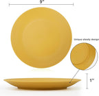 Homienly Flat Dinner Plates Set - 8 Microwave & Dishwasher Safe Wheat Straw Plates, Unbreakable, 9 inch Yellow