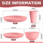 Pink Dinnerware Sets for 8,Pink Plates and Bowls Sets Plastic,Wheat Straw Dinnerware Sets Unbreakable Microwave Safe Lightweight,32 Pcs Christmas Dishes Set for Kids Elderly Kitchen Outdoor