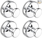 Suction Cup Hooks for Shower, Removable Towel Hooks for Bathroom Window Glass Door Wall, Bath Robe Looafh Hook for Hanging - 4 Pack, Chrome