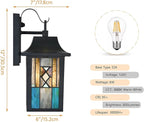 WL0011 Tiffany Style Outdoor Light Fixutres Stained Glass Wall Sconce Exterior Waterproof Wall Lantern Light Fixture for Balcony Aisle Hallway W 7X D 6 x H 12 Inches, Bulb Included (Aurix)