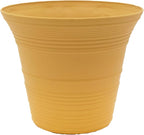 The HC Companies Sedona Round Self-Watering Pot - Lightweight Self Care Planter - Plastic Planter for Herbs & More - Durable Plant Pots for Indoor Plants & Outdoor Plants (14" Honey, Pack of 1)
